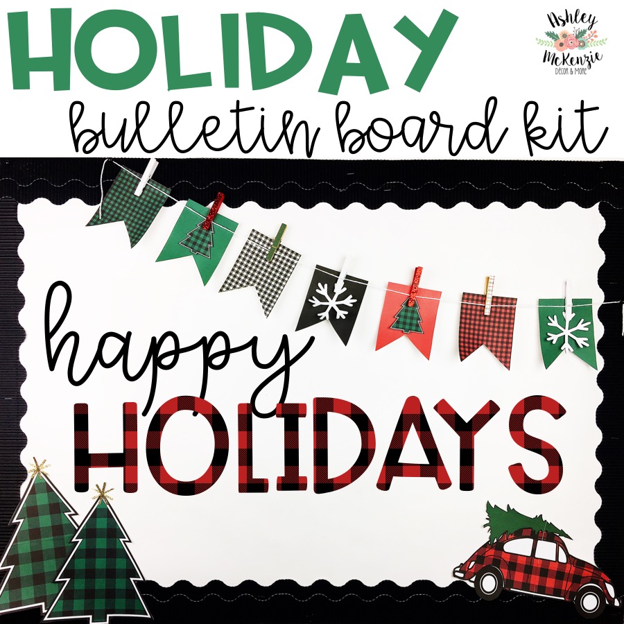 Buffalo Plaid Christmas Bulletin Board Kit