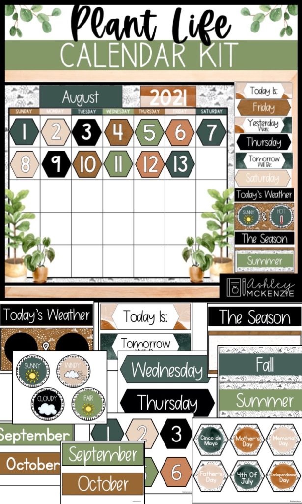 Plant Life Classroom Decor Calendar Kit Ideas