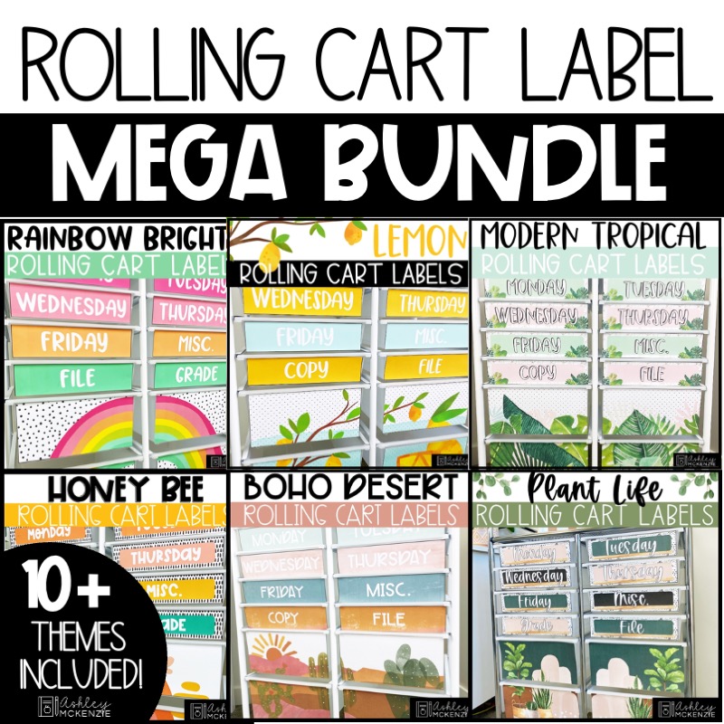 Rolling Cart Labels Mega Bundle for Teacher Organization