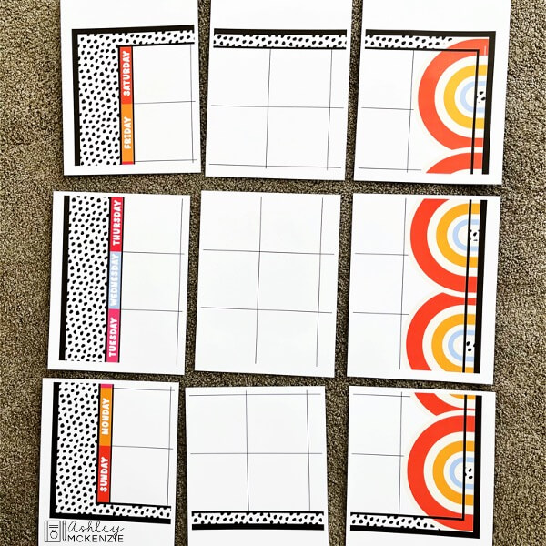 Print your oversize classroom calendar from home, step one is to lay out all 9 of the pages in the correct order