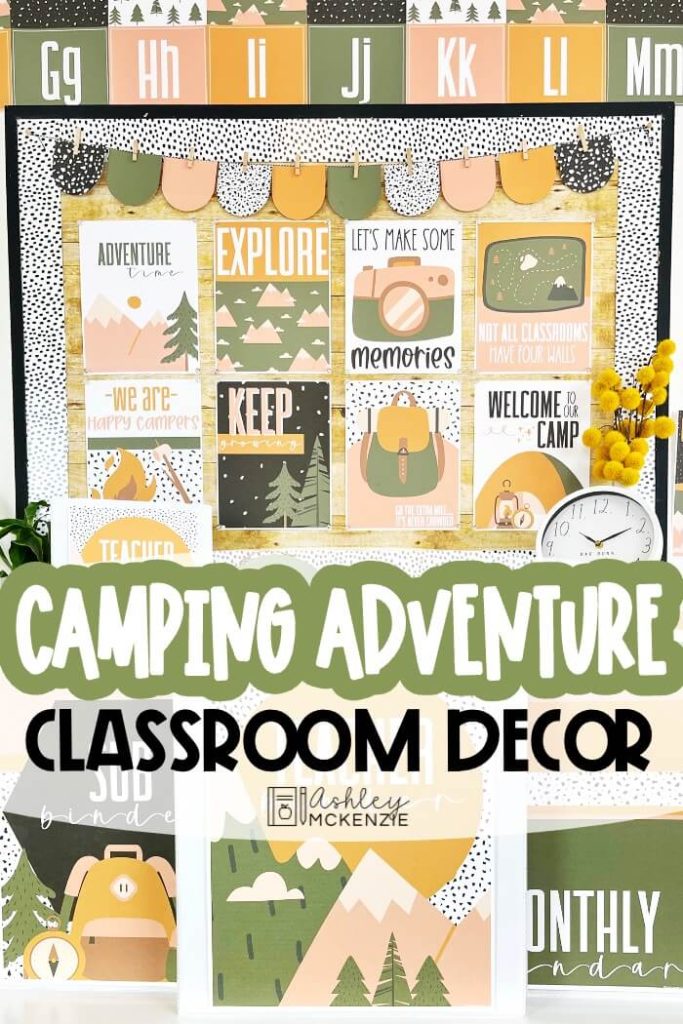 Camping Adventure Classroom Decor complete set of printable decor resources to transform your classroom. This decor features a calm color palette.
