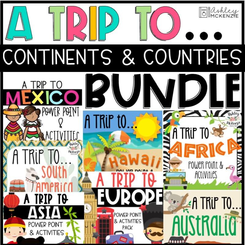 A Trip to Continents and Countries Bundle features 8 different virtual field trip destinations.