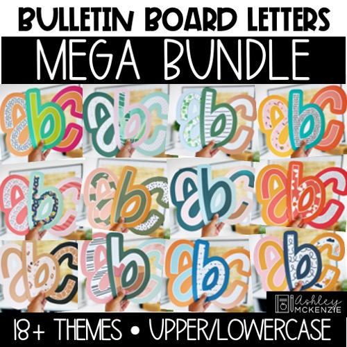 Bulletin board letters mega bundle including over 18 unique themes.