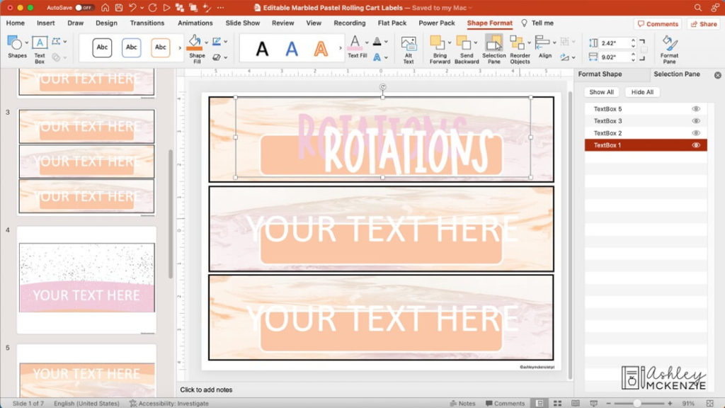 A screenshot showing how to layer text in PowerPoint