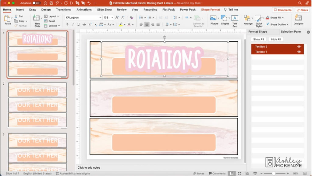 A screenshot showing how to layer text in PowerPoint and copy both layers at once to duplicate them