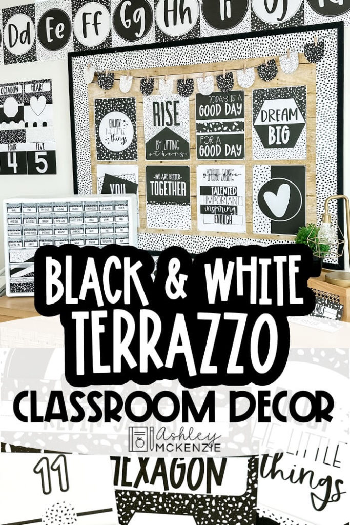 Black and White Terrazzo Classroom Decor Themed Bundle