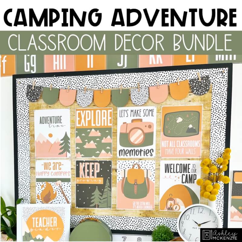 Teacher decorations in a camping adventure theme