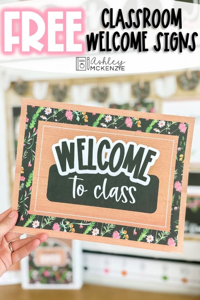 Free wildflowers themed classroom welcome signs
