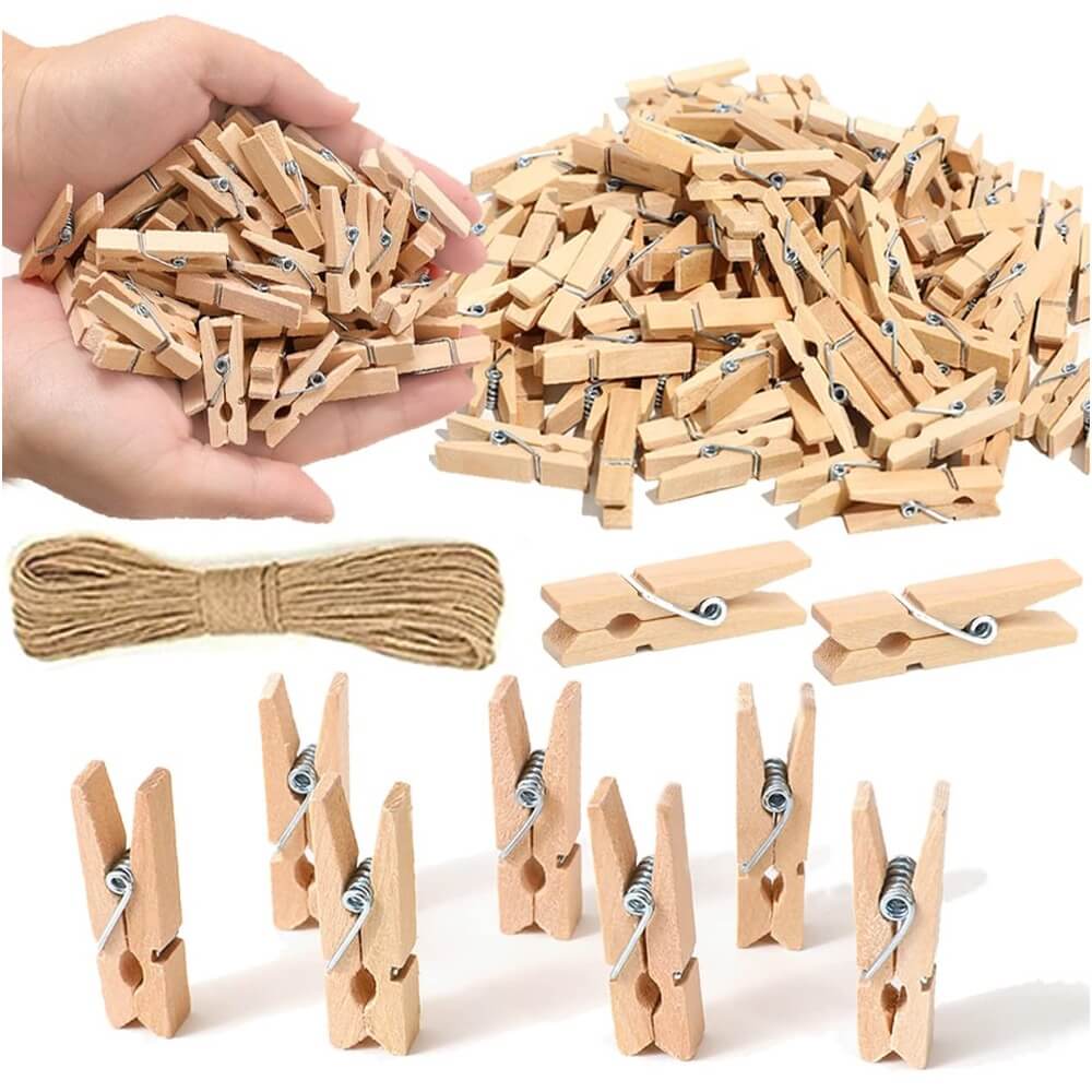 Mini wooden clothespins are a classroom bulletin board essential