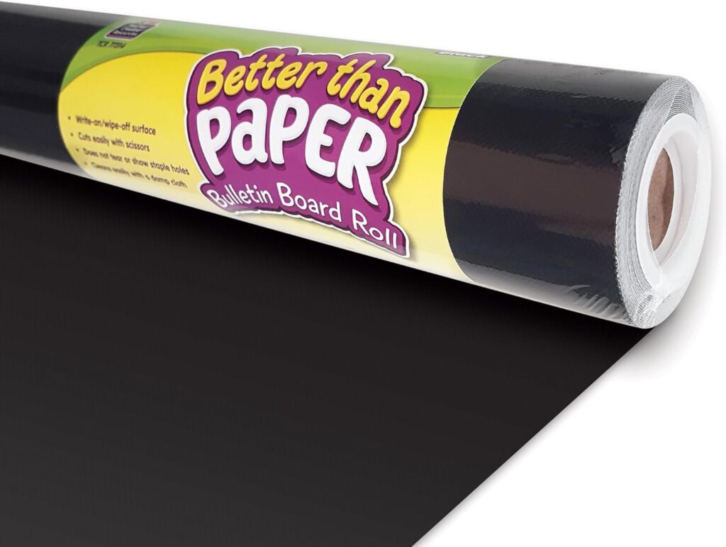 A roll of bulletin board background paper in a solid black color