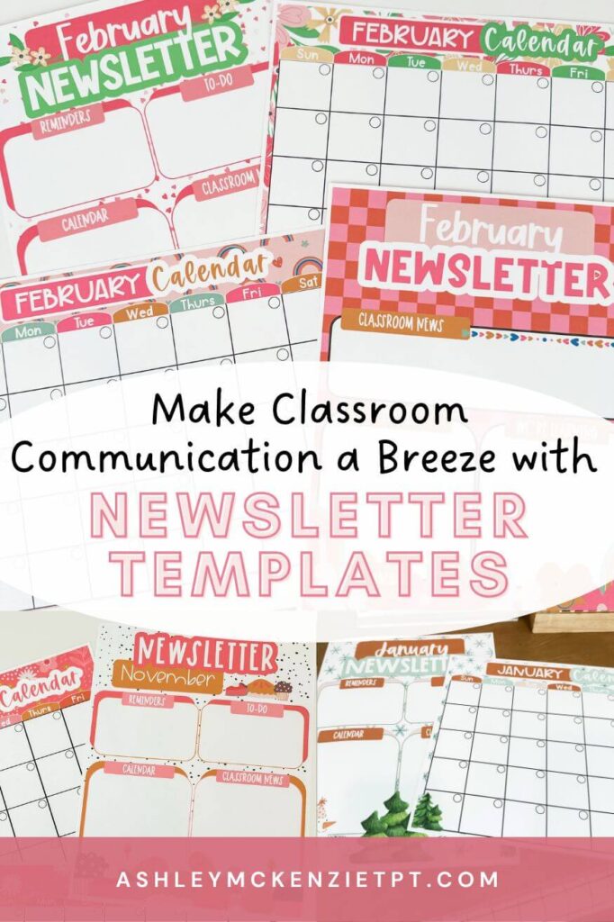 A variety of Seasonal Newsletter Templates and calendars to use all year for parent-teacher communication