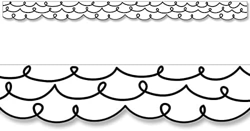 A squiggly line bulletin board border in black and white