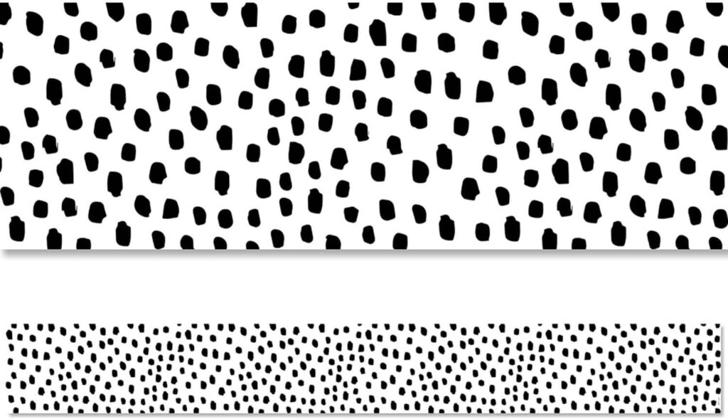A messy dots border with small black dots on a white background