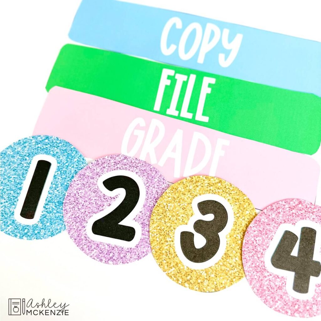 Classroom labels in pastel colors and in different shapes, sizes to organize supplies and more
